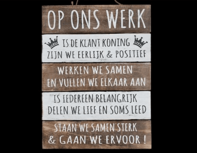 WOODART | Tekstbord - Op ons werk