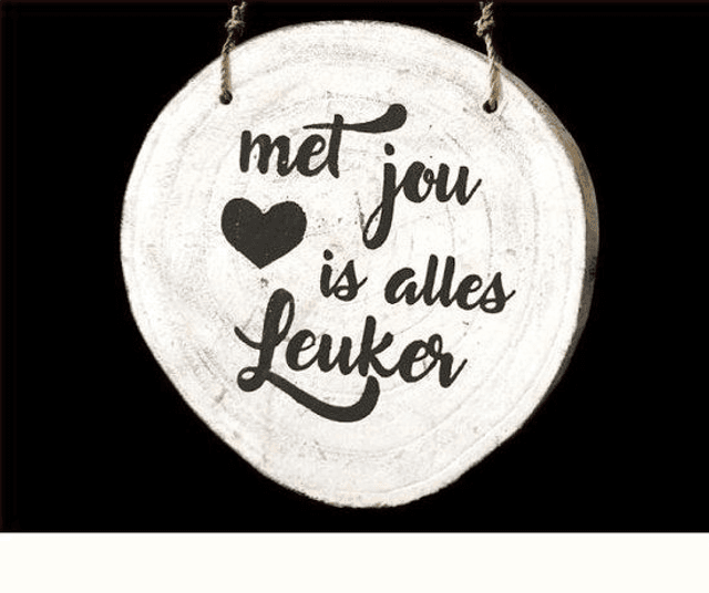 WOODART | Hanger boomschijf - met jou is alles leuker - Antique White