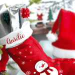 Momona Gifts & Decorations | Kerstsok - Sneeuwman (personaliseerbaar)