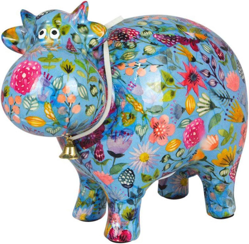 Pomme Pidou - Money box Cow Bella, Blue Flowers – Momona Gifts & Decorations