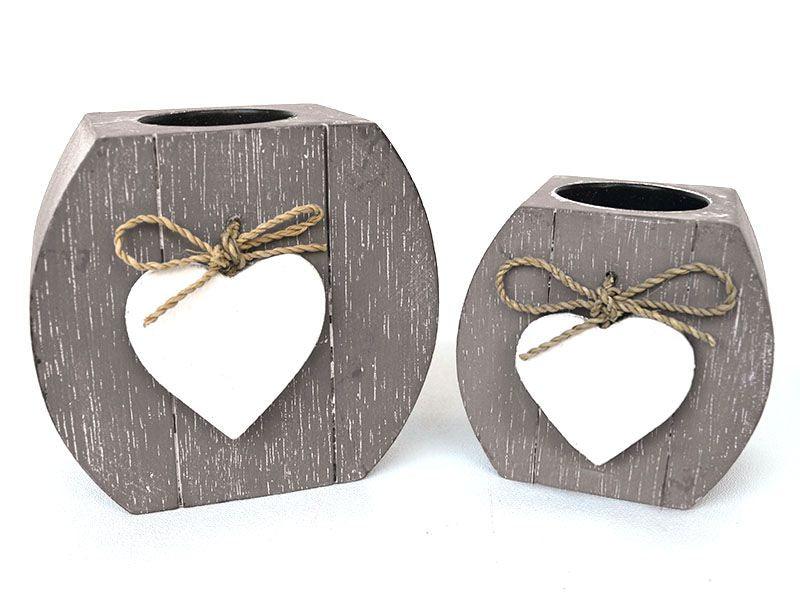 Momona Gifts & Decorations | Waxinehouder rond + hart - Taupe