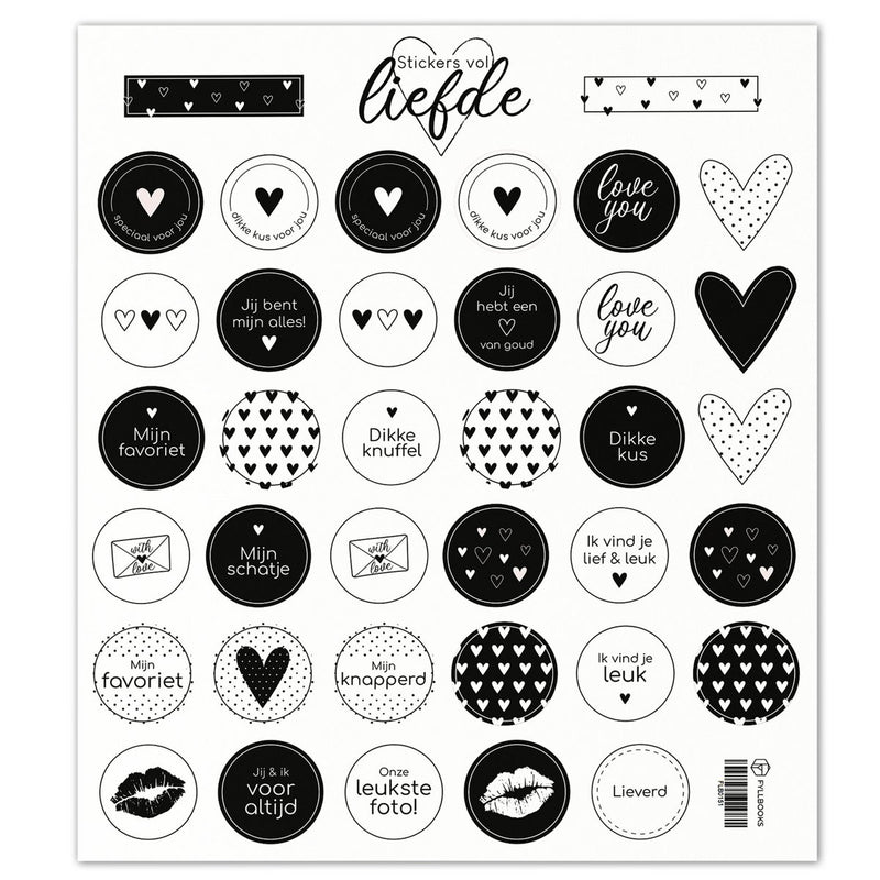 Momona Gifts & Decorations | Stickervel Liefde - Zwart-wit
