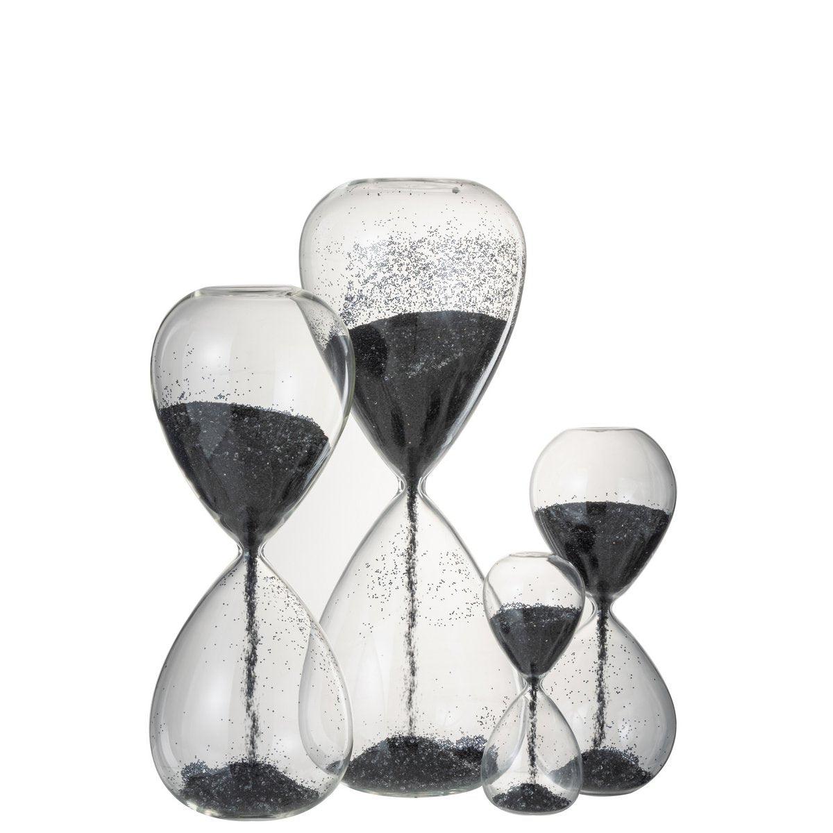 MOMONA| Zandloper Parels Glas Zwart Extra Large