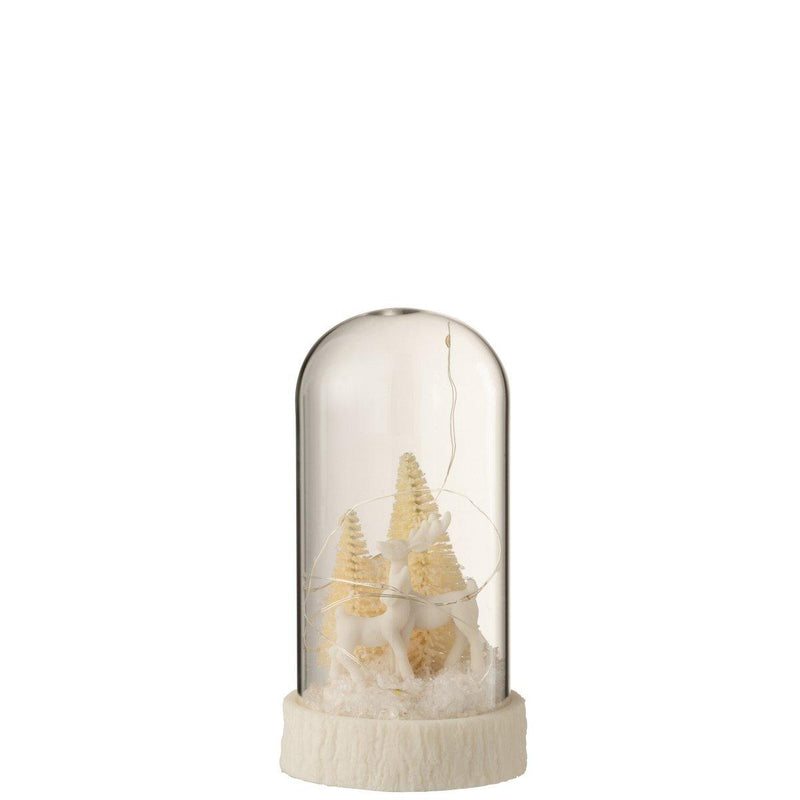 Momona Gifts & Decorations | J-Line Stolp Hoog Led Herten Glas/Resin Wit Small