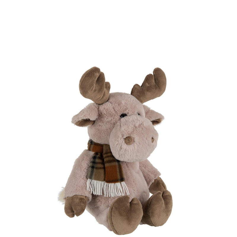 Momona Gifts & Decorations | Rendier met sjaal - Pluche beige (Large)